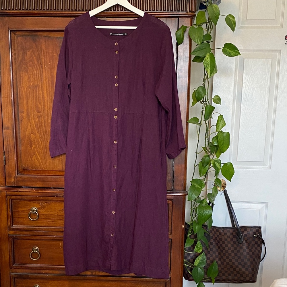 Gudrun Sjoden Plum Long Sleeve Button-Front Dress